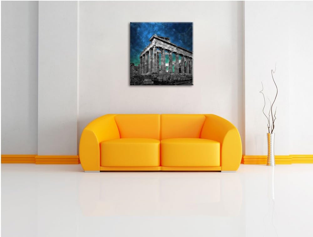 Pixxprint Propyläe von Akropolis in Athen schwarz/weiss, Format: 70x70 auf Leinwand, 70x70