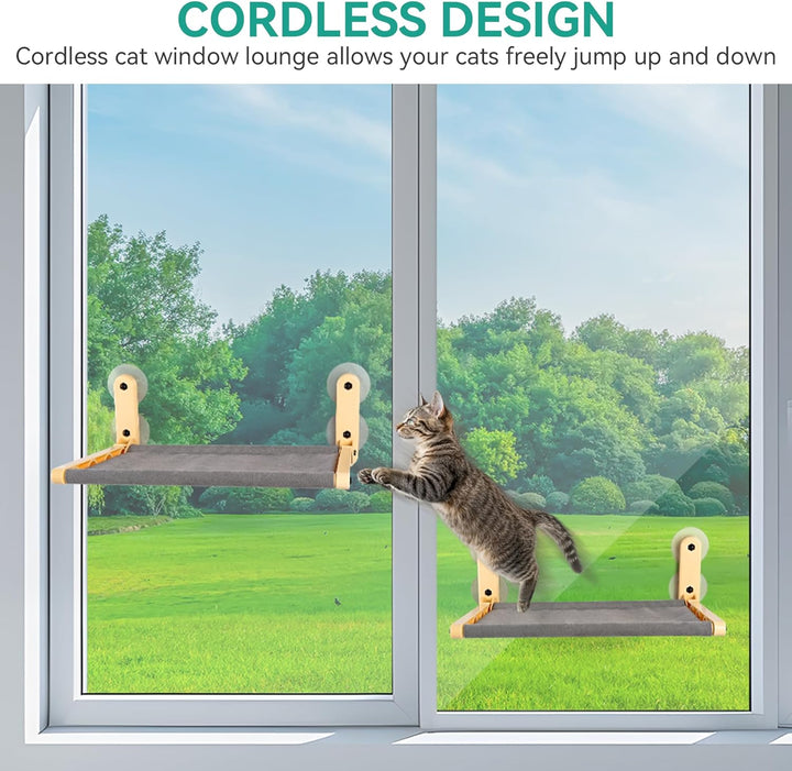 ALL FOR PAWS Katzenhängematte am Fenster für Hauskatzen – Kabellos Design, Extra grosse Saugnäpfe, F