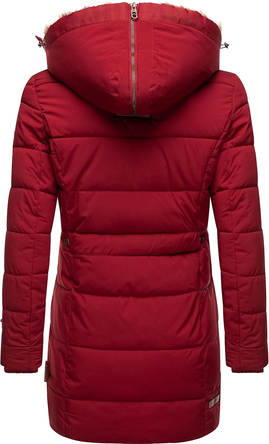 MARIKOO Damen Warmer Winter Steppmantel mit Kapuze Lieblings Jacke XS-XXL XS Blood Red, XS Blood Red