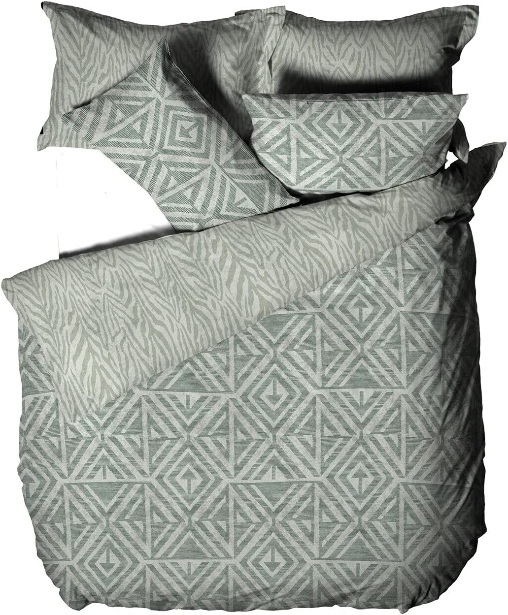 furn. Tanza Bettbezug und Kissenbezug-Set, Polybaumwolle, Terrakotta, Doppelt Doppelt Terrakotta, Do