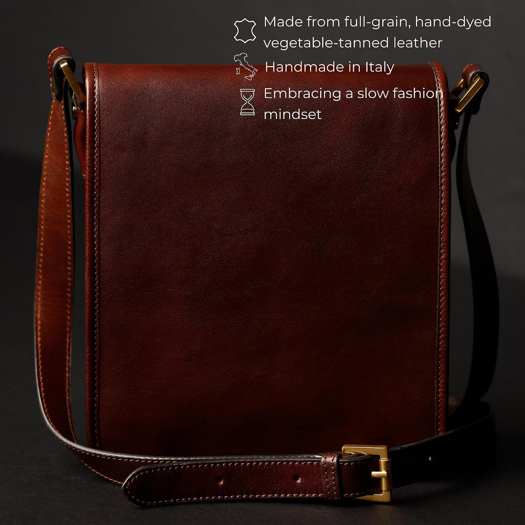 Time Resistance Schultertasche aus Leder Herren - Messenger Bags - Umhängetasche Herren - Elegante L