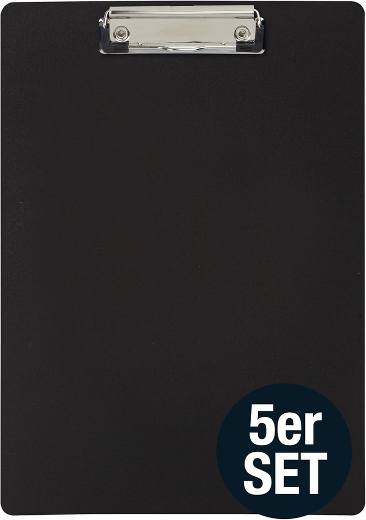 Klemmbrett für DIN A4 Unterlagen, schwarz (5er Set), 5er Set