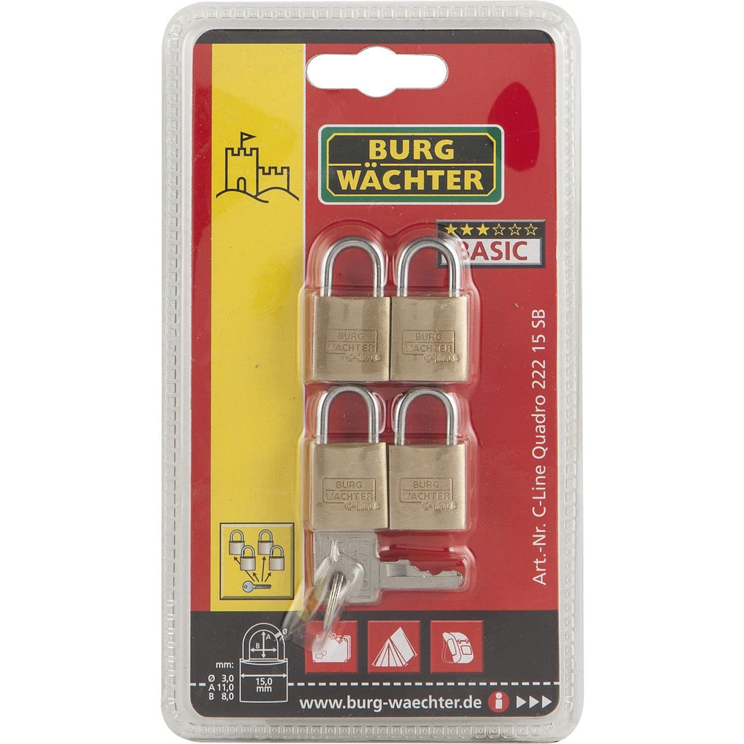 Burg Wächter Vorhangschloss-Set, Messing, Bügelstärke: 3,5 mm Bügelstärke: 3,0 mm, Bügelstärke: 3,0