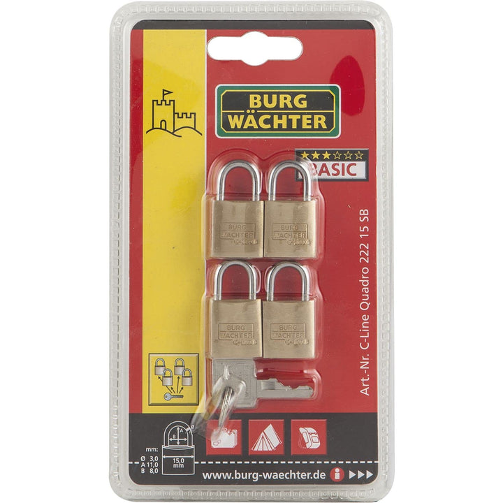 Burg Wächter Vorhangschloss-Set, Messing, Bügelstärke: 3,5 mm Bügelstärke: 3,0 mm, Bügelstärke: 3,0