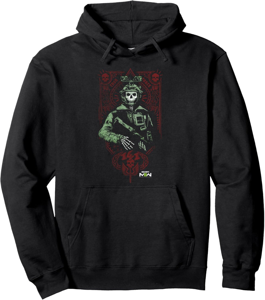 Call of Duty: Modern Warfare 2 Ghost Playing Card Portrait Pullover Hoodie