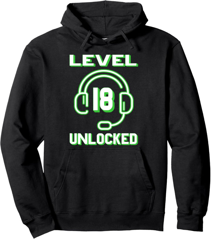 Level 18 Unlocked Gamer 18. Geburtstag Achtzehn Jahre Gaming Pullover Hoodie