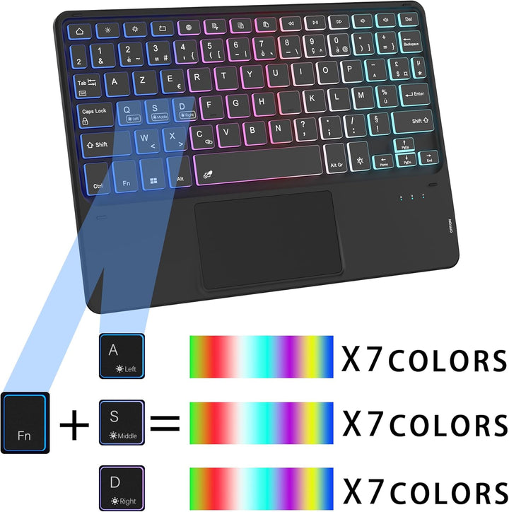 für Lenovo Tab M11 2024 11 Zoll Hülle mit Tastatur: 7-Farbige Beleuchtung QWERTZ Deutsches Tastatur