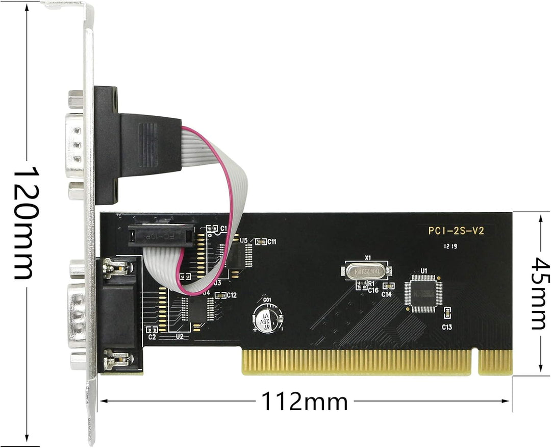 CERRXIAN PCI-auf-2 serielle Port-Erweiterungskarte DB9 serielle Port-Anschlüsse PCI auf 2 Ports COM