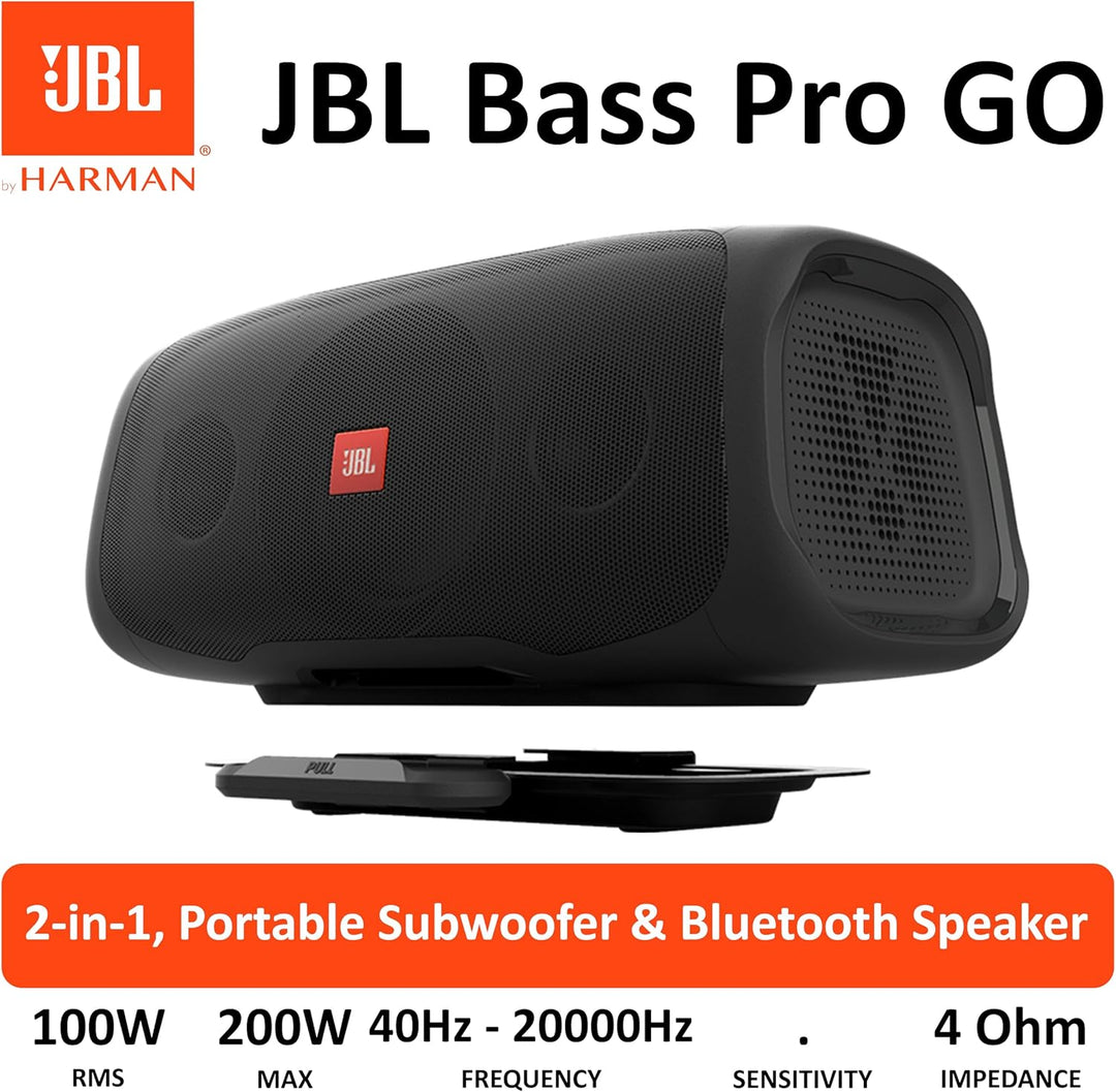 JBL BASSPRO Go - 2 in 1: Aktiv Subwoofer Auto und 200 Watt Bluetooth Party Lautsprecher in einem - E