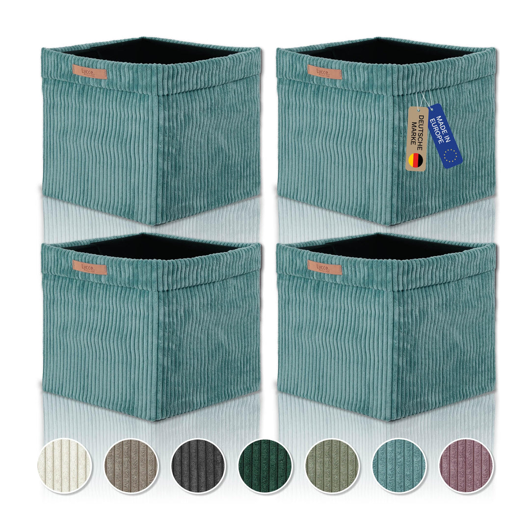 Kallax Boxen Cordstoff 4er Set | faltbare Aufbewahrungsboxen 33 x 33 x H31 cm mit abnehmbarem Cordbe
