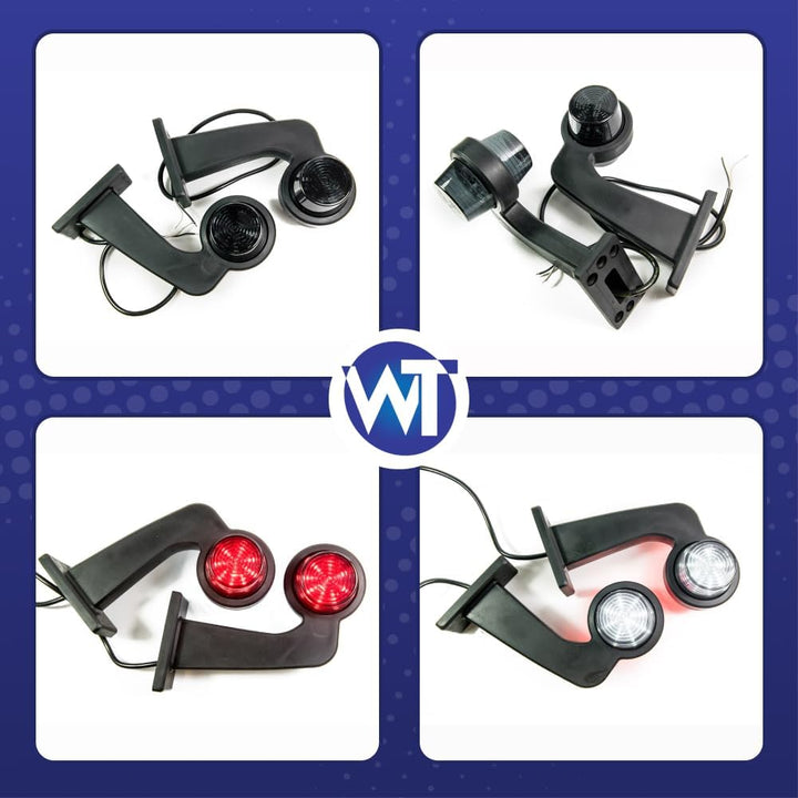 2 x LED Gummi Begrenzungsleuchte Seitenleuchte 12V 24V mit Old School STYLE DARK Graphite Positionsl