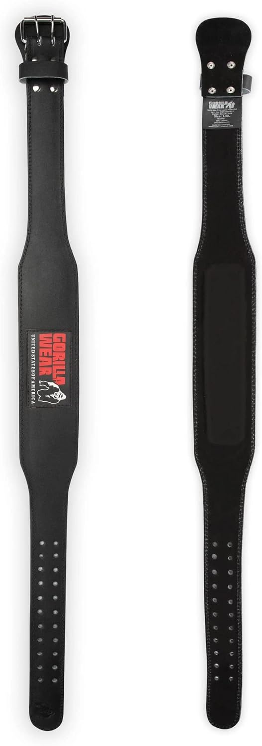 Gorilla Wear 4 Inch Padded Leather Belt - schwarz - Bodybuilding und Fitness Gürtel für Damen und He
