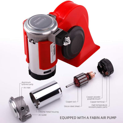 FARBIN Auto Horn Kit 12V 150db laute Luft Horn mit Kompressor,Kompakte Horn mit Relais Harness Taste