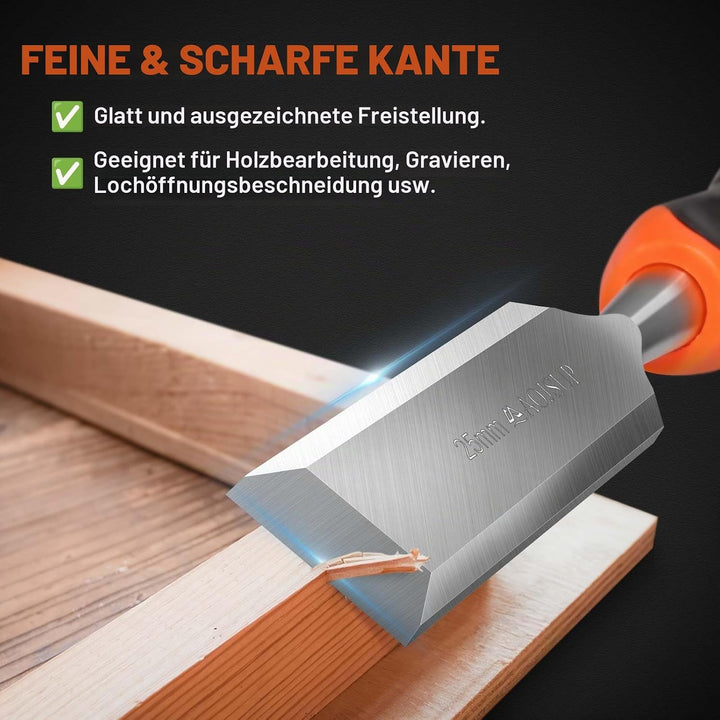 AojSup Profi Stechbeitel Set für Holz, Stechbeitel Set enthält 4x Stechbeitel (6mm, 12mm,19mm, 25mm)