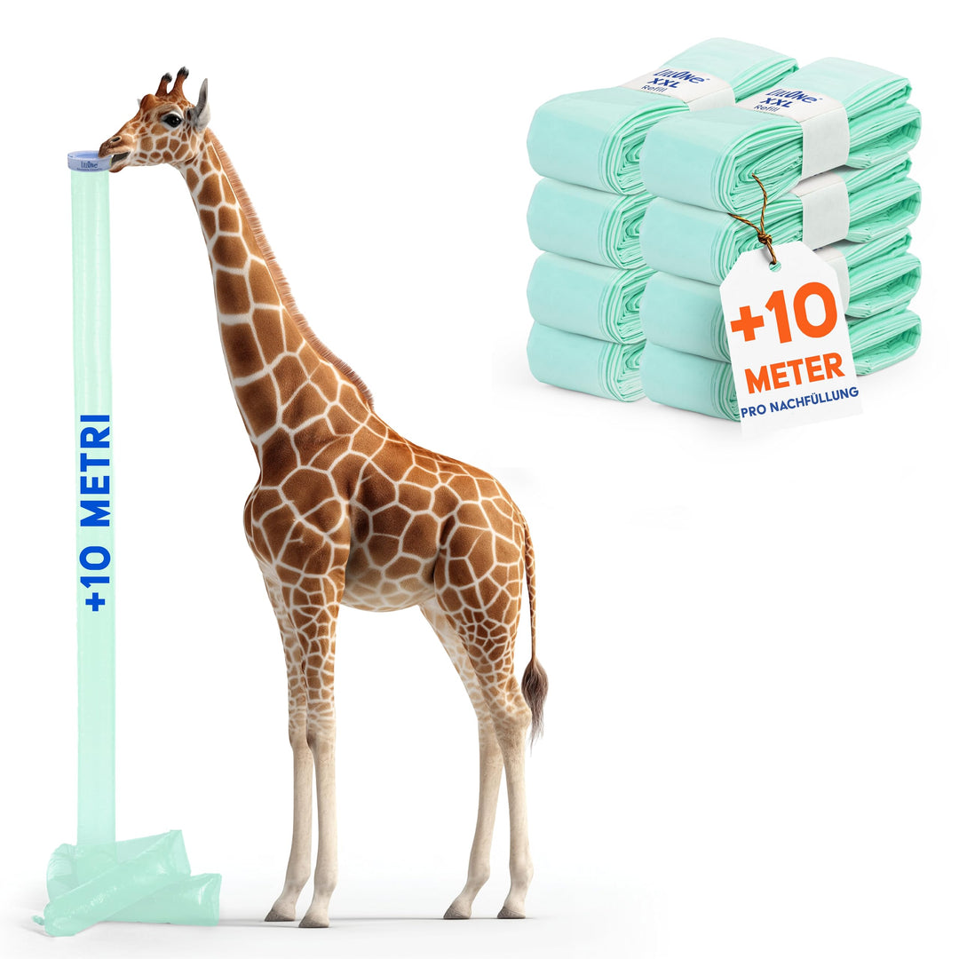 LillOne 8 XXL-Nachfüllungen Extra Lang 10,5 m für Windeleimer – Universell kompatibel mit Tommee Tip