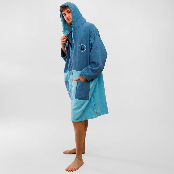 WAVE HAWAII Bleys ZIP Surfponcho für Körpergrössen von 170-205 cm aus 100% ÖKO Baumwolle Umkleidehil