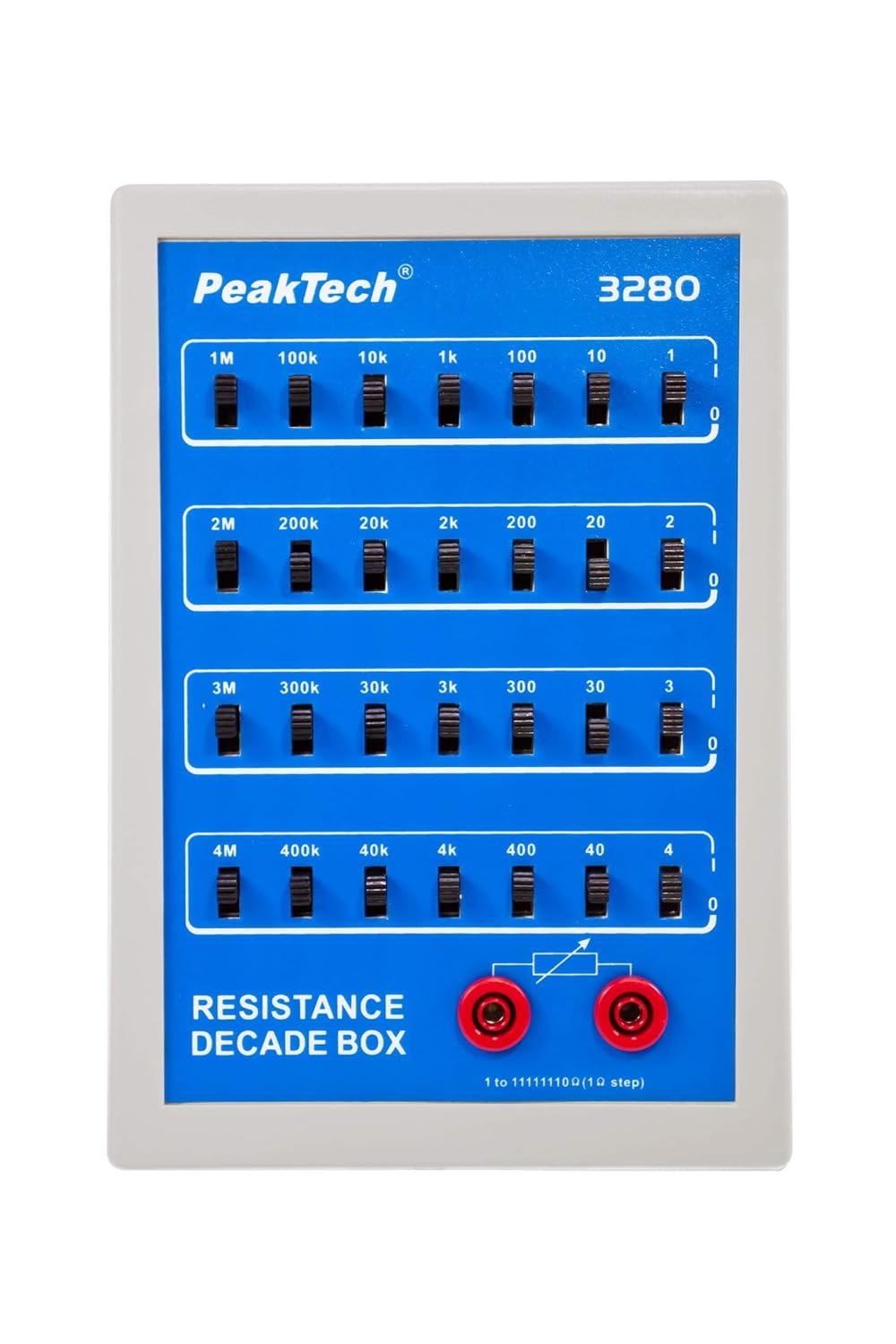 PeakTech Widerstandsdekade 1Ω bis 11.111 MΩ mit 1Ω Auflösung, 1 Stück, P 3280