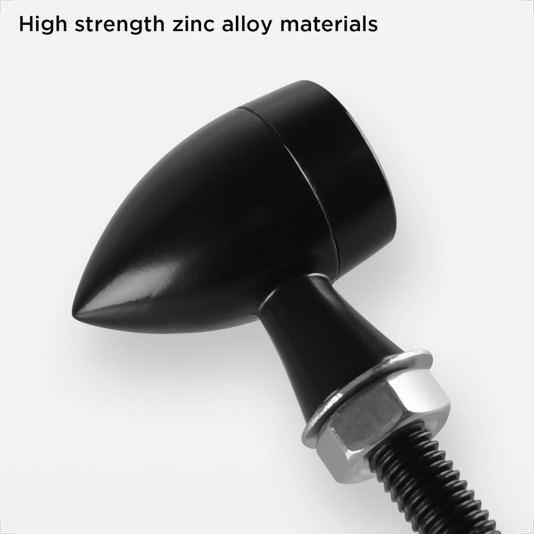 evermotor Universal 12V 2 Stück E24 Mini Motorrad LED Blinker Bullet Zinklegierung im Feinguss IP67