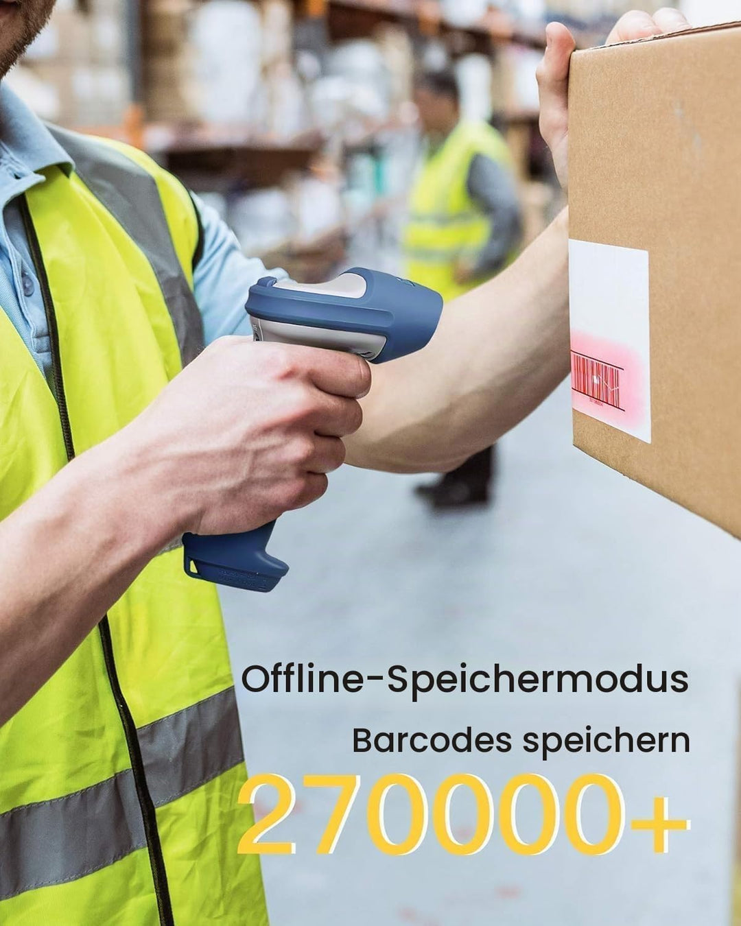 Inateck Wireless Barcode Scanner 2D, Bluetooth 5.0, 2.4Ghz Barcode Reader, QR Code Scanner, liest vo