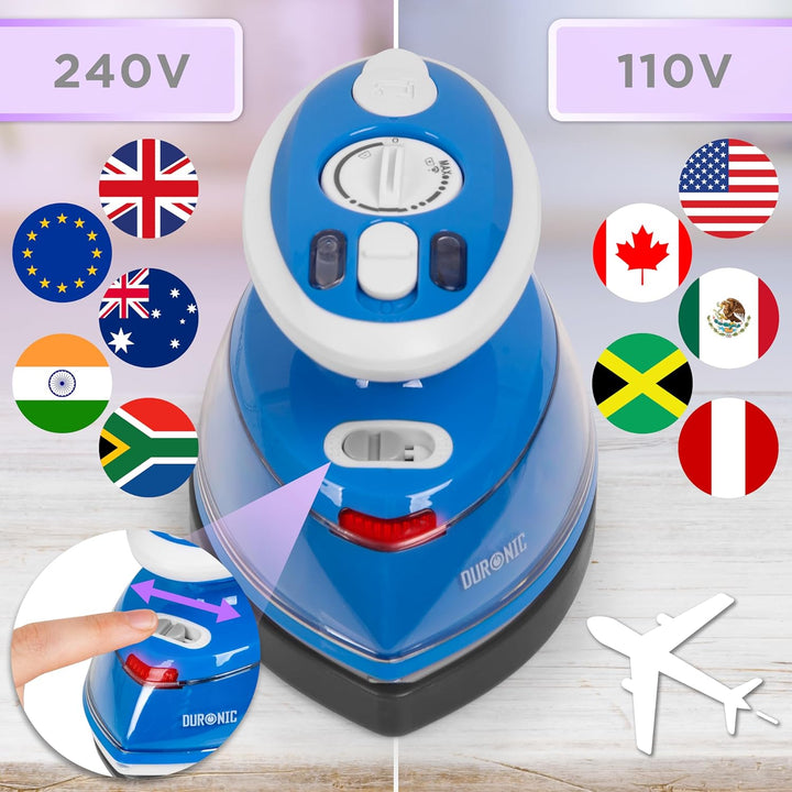 Duronic SI3 BE Mini Reisebügeleisen, 400W Mini Bügeleisen, Dampfbügeleisen 35ml Wassertank, kleines