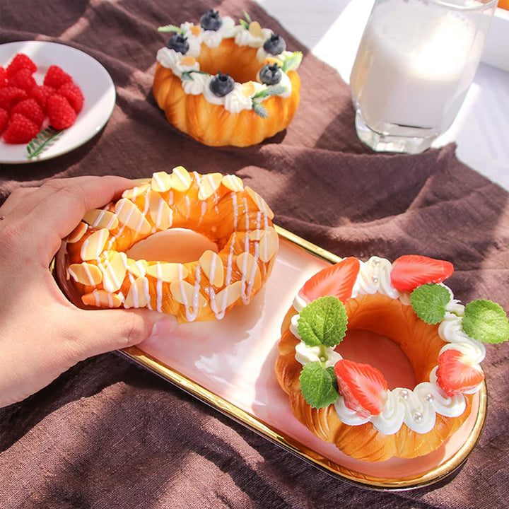 3 Pcs Gefälschte Kuchen Donut, Künstliche Obstkuchen, Fake Bread, Gefälschte Brot, Backwaren und Geb