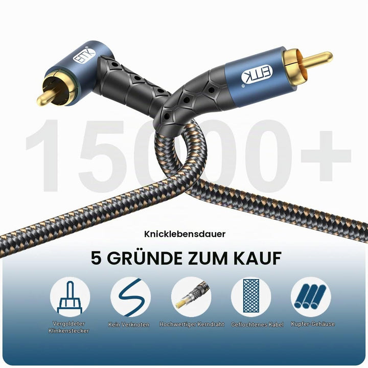 EMK Rechteckiges Subwooferkabel Cinch Kabel Winkelstecker Rca Cable Digitales Koaxialkabel RCA zu 90