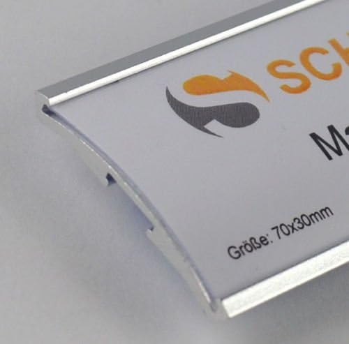 10 Stück Aluminium Namensschilder mit Magnet Komplettset, Silber Leichtemtall, mit extra starkem 3-f