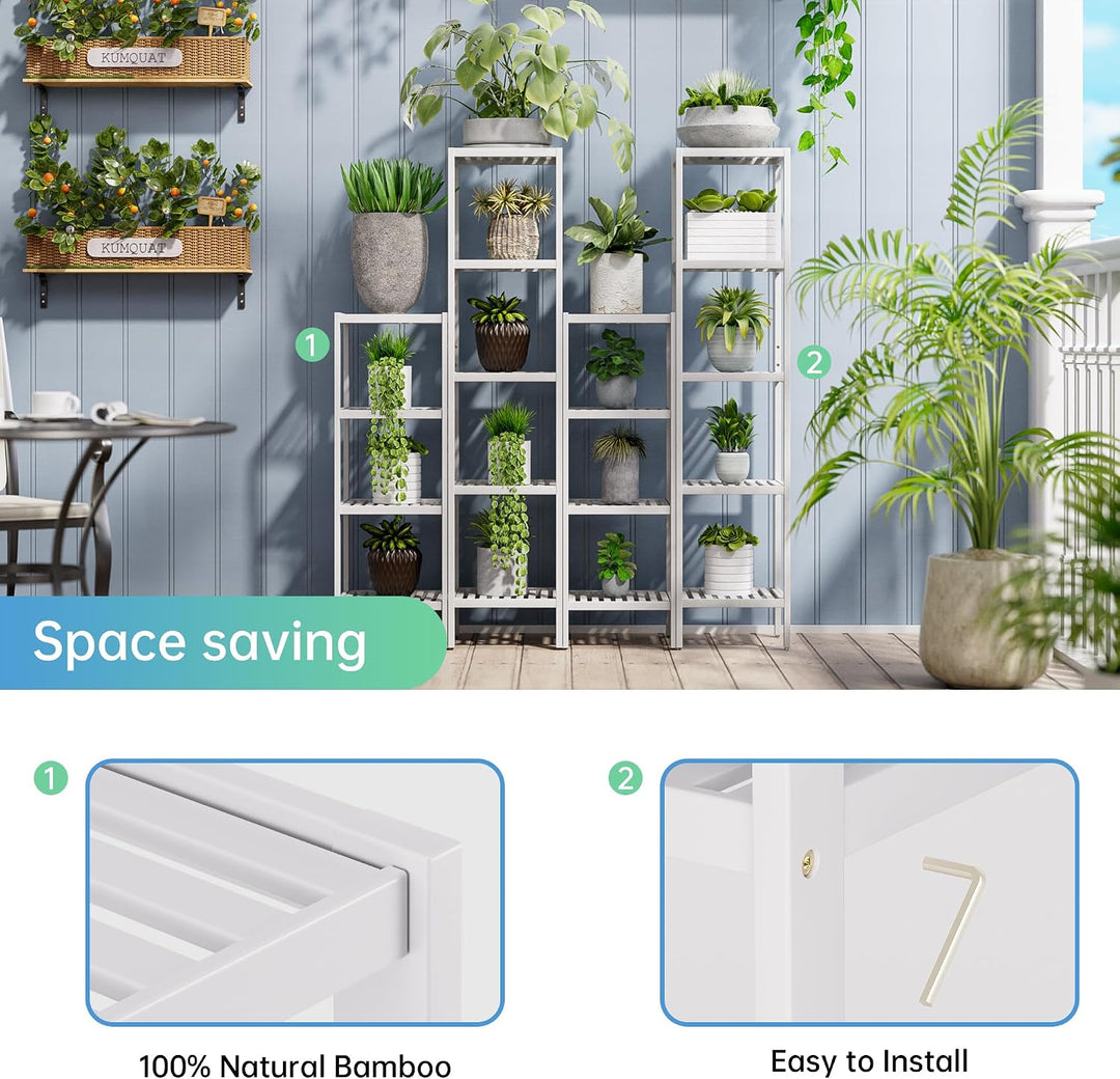 SMIBUY Badezimmer-Aufbewahrungsregal, 4 Ebenen, Bambusregal, Organizer, multifunktionales Regal für