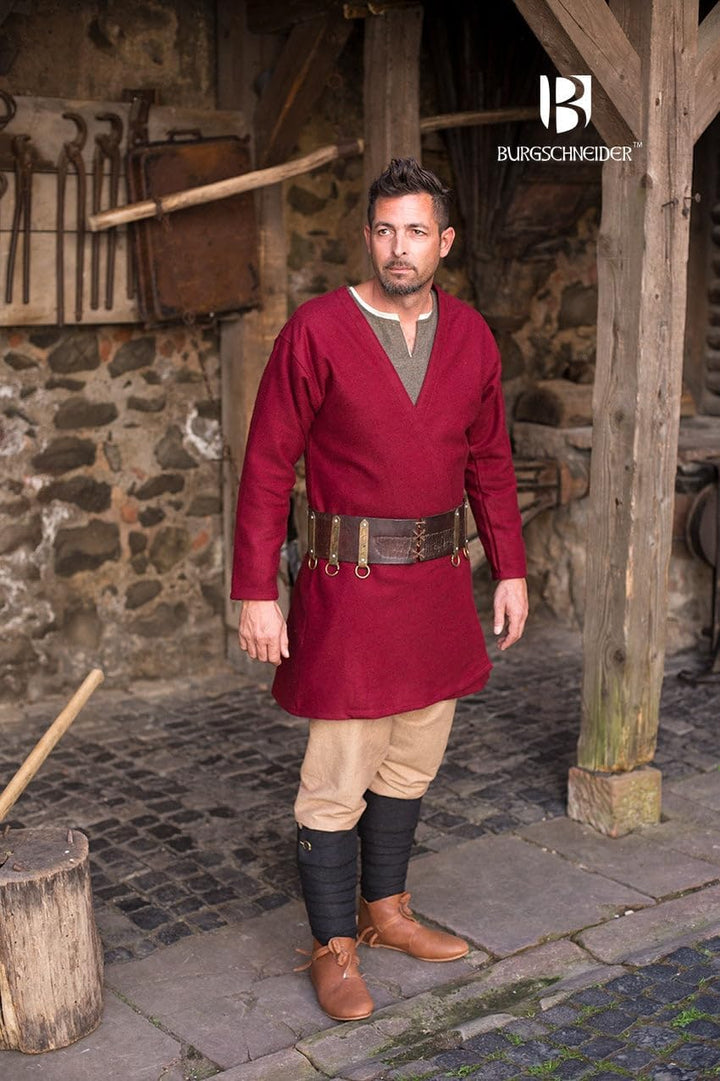 Burgschneider - Klappenrock Loki - Kleidung für Larp, Mittelalter, Cosplay und Fantasy, Rot L