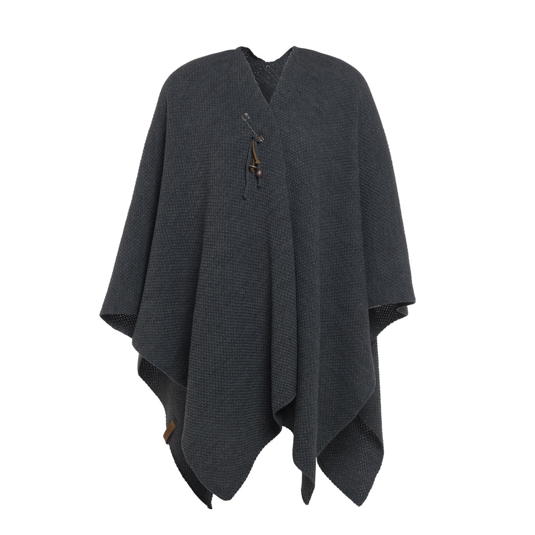 KNIT FACTORY - Jazz Poncho - Elegant Gestrickter Damen Cape - Wickelschal mit Wolle - Hochwertige Qu