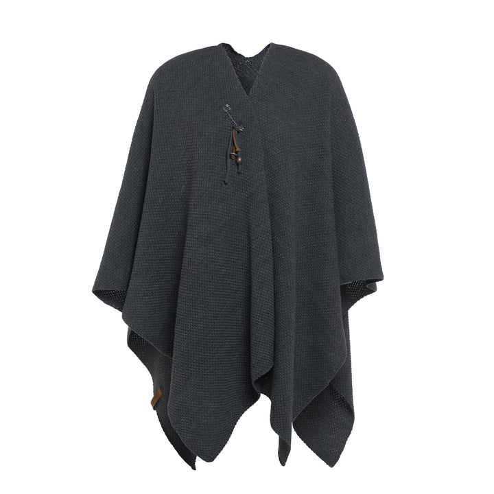 KNIT FACTORY - Jazz Poncho - Elegant Gestrickter Damen Cape - Wickelschal mit Wolle - Hochwertige Qu