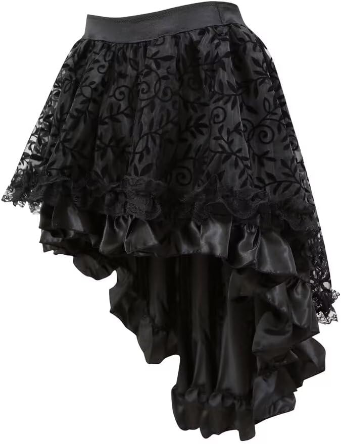 Josamogre Korsett Kleid Damen Corsage Set Bustier Korsettkleid Blumen Gothic Burlesque XXS Black Gre