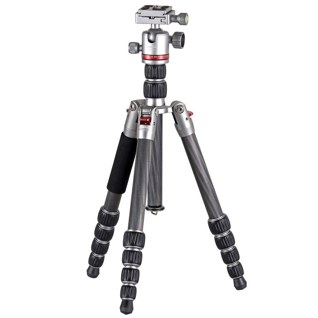 JUSINO TK-225SC handliches & Robustes Karbon-Tripod mit Monopod-Funktion + Kugelkopf GT-30, mit Tran