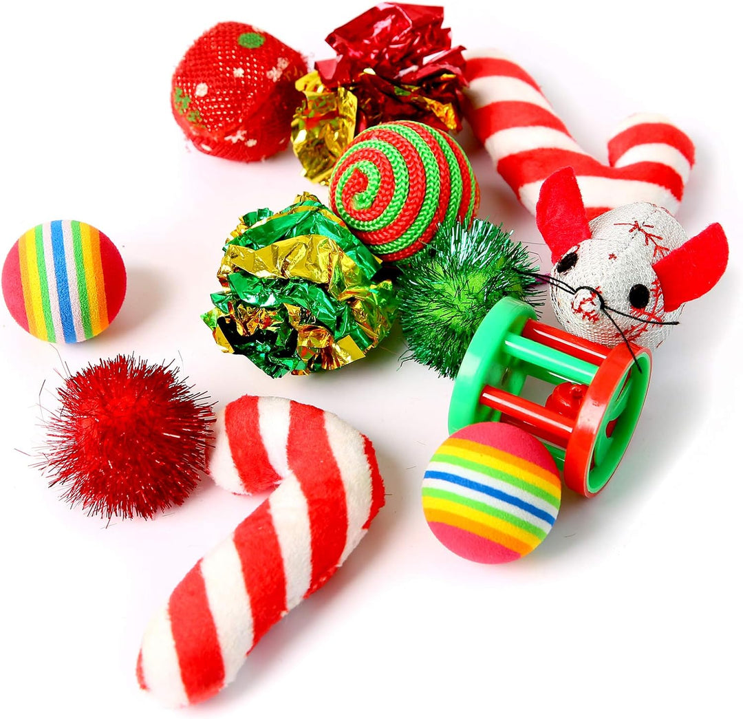 Weihnachtsstrumpf, Katzenspielzeug, gefüllt, 12 Packungen