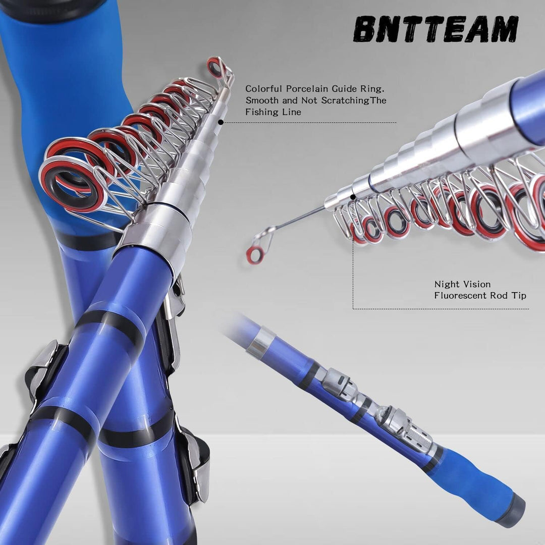 BNTTEAM Mini Spinnen Angelrute & Rolle Combos Teleskop tragbare Hand Harte 99% Kohlefaser Meer Angel