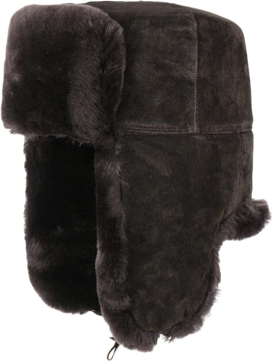 Leder Lapeer Fliegermütze (S/54-55 - braun)