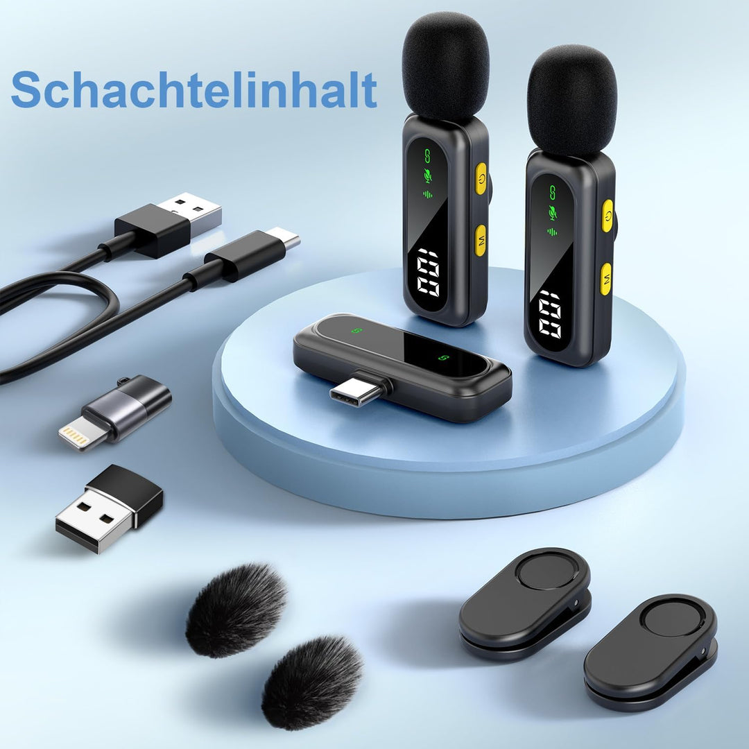 Kabellos Lavalier Mikrofon für iPhone/Android/Pc, Mini mikrofon | Mini, Rauschunterdrückung, Videoau