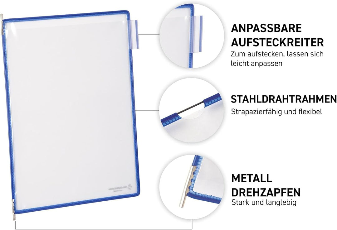 Tarifold Tischsichttafel Set Metal 434309 | DIN A4 | 30 Taschen | Sortiert (blau, rot, gelb, grün, s