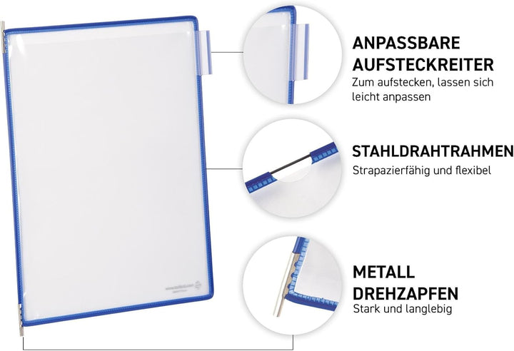 Tarifold Tischsichttafel Set Metal 434309 | DIN A4 | 30 Taschen | Sortiert (blau, rot, gelb, grün, s