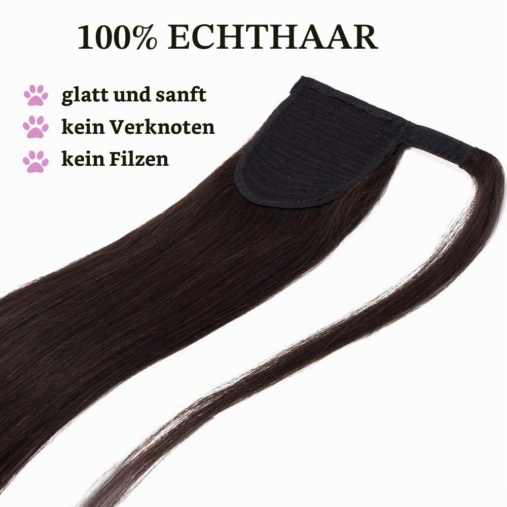 SEGO Pferdeschwanz Haarteil Zopf extensions Ponytail Haarverlängerung clip in Pony Echthaar remy Dun