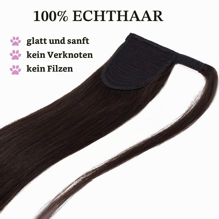 SEGO Pferdeschwanz Haarteil Zopf extensions Ponytail Haarverlängerung clip in Pony Echthaar remy Dun