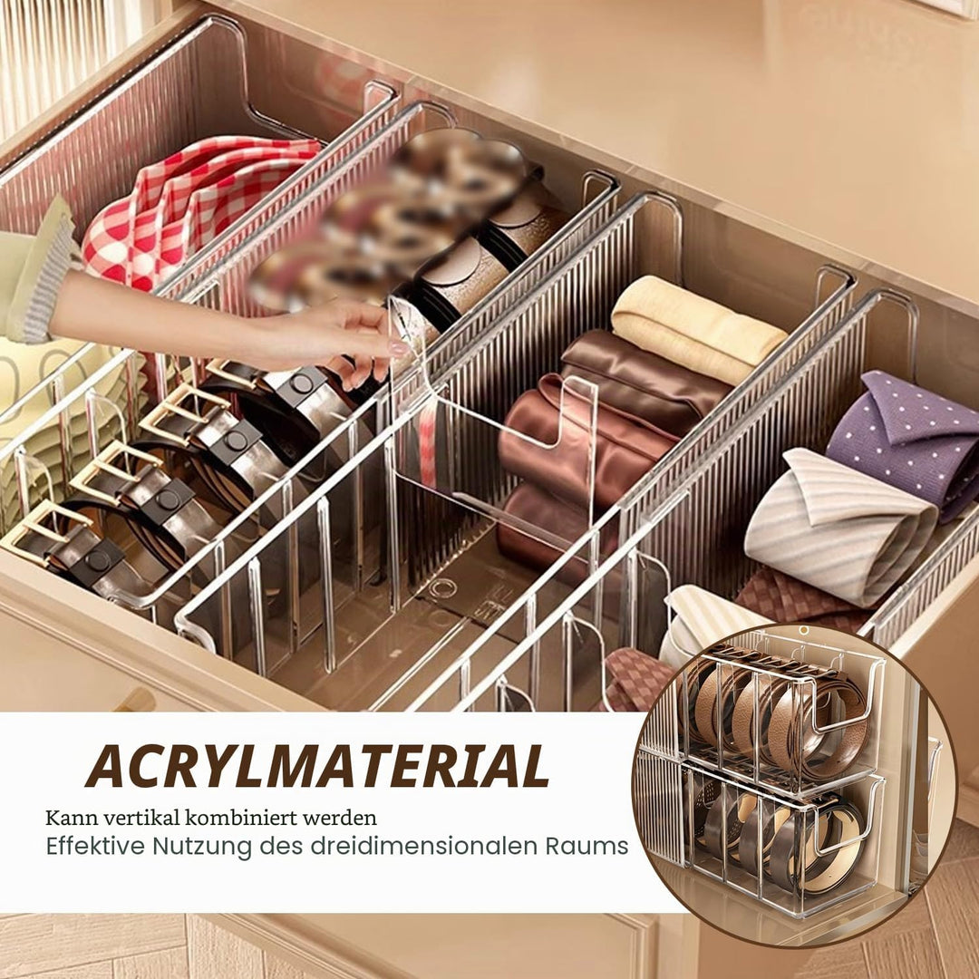 Gürtel Organizer Acryl Gürtel Aufbewahrung, Ausziehbarer Gürtelhalter Kleiderschrank, 7 Fächer Gürte