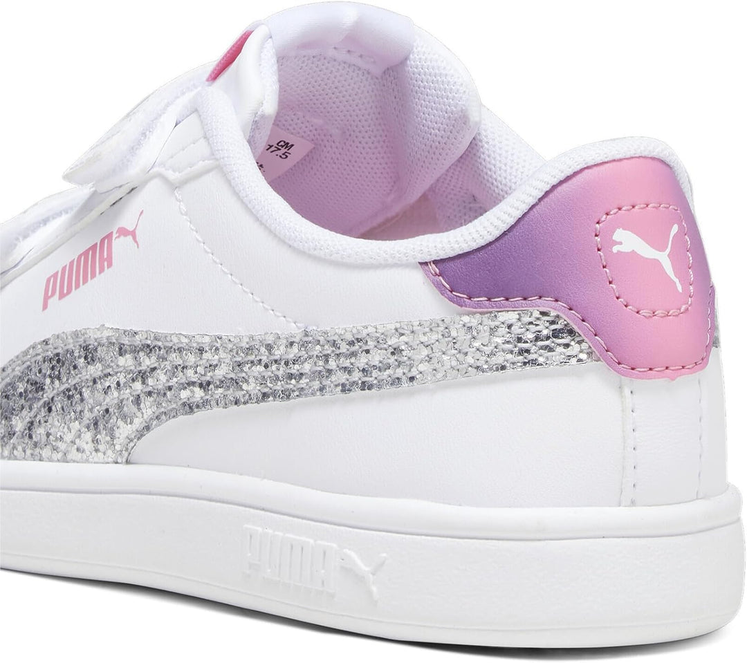 PUMA Mädchen Smash 3.0 L Star Glow V Ps Sneaker 21 EU Puma White Puma Silver Strawberry Burst Purple
