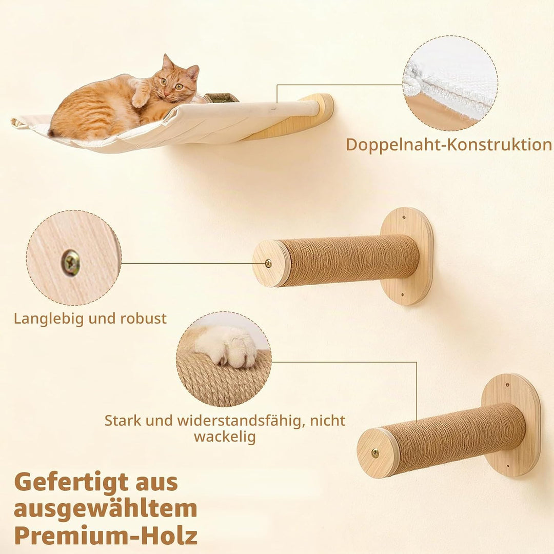 Katzenhängematte Wandmontage,Katzen Kletterwand,Wandmontiertes Kiefernholz Katzenwandmöbel,Katzenlei