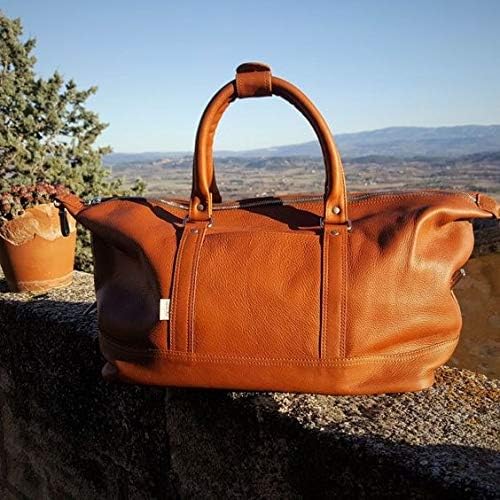 Mittel-Grosse Reisetasche Weekender Grösse M aus Nappa-Leder, für Damen und Herren, Cognac-Braun, Ja