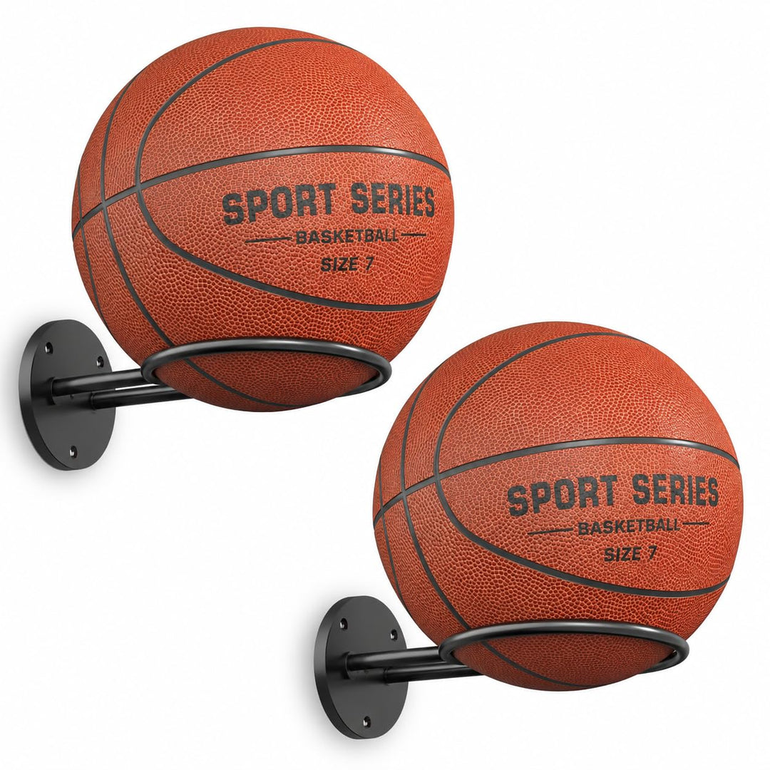 4er-Set Ball Display Halter Wandhalterung: Schwarzer Aufbewahrungsständer für Basketball, Rugby, Fus