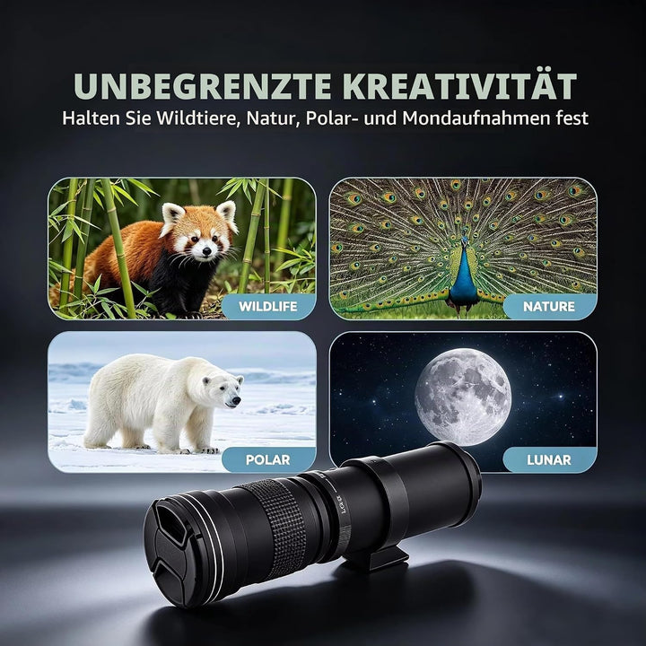 JINTU 420–800mm MF Teleobjektiv Kamera Zoomobjektiv F8.3 für Nikon SLR Kameras D780 D5600 D5500 D540