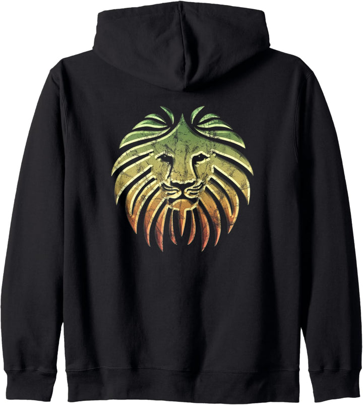 Reggae Löwe Musik Fahne Farben Rasta Roots Vintage Grunge Kapuzenjacke