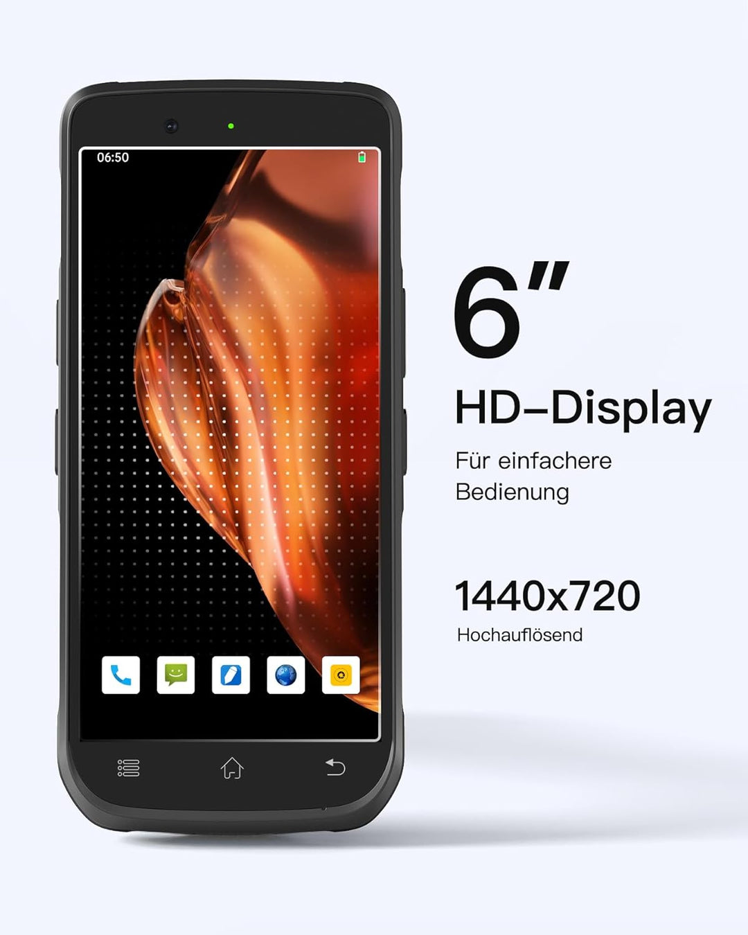 Inateck Android 12 Barcode Scanner PDA, 6" Full-Touchscreen, Mobiler Computer Handheld, 1D/2D/QR, Ze