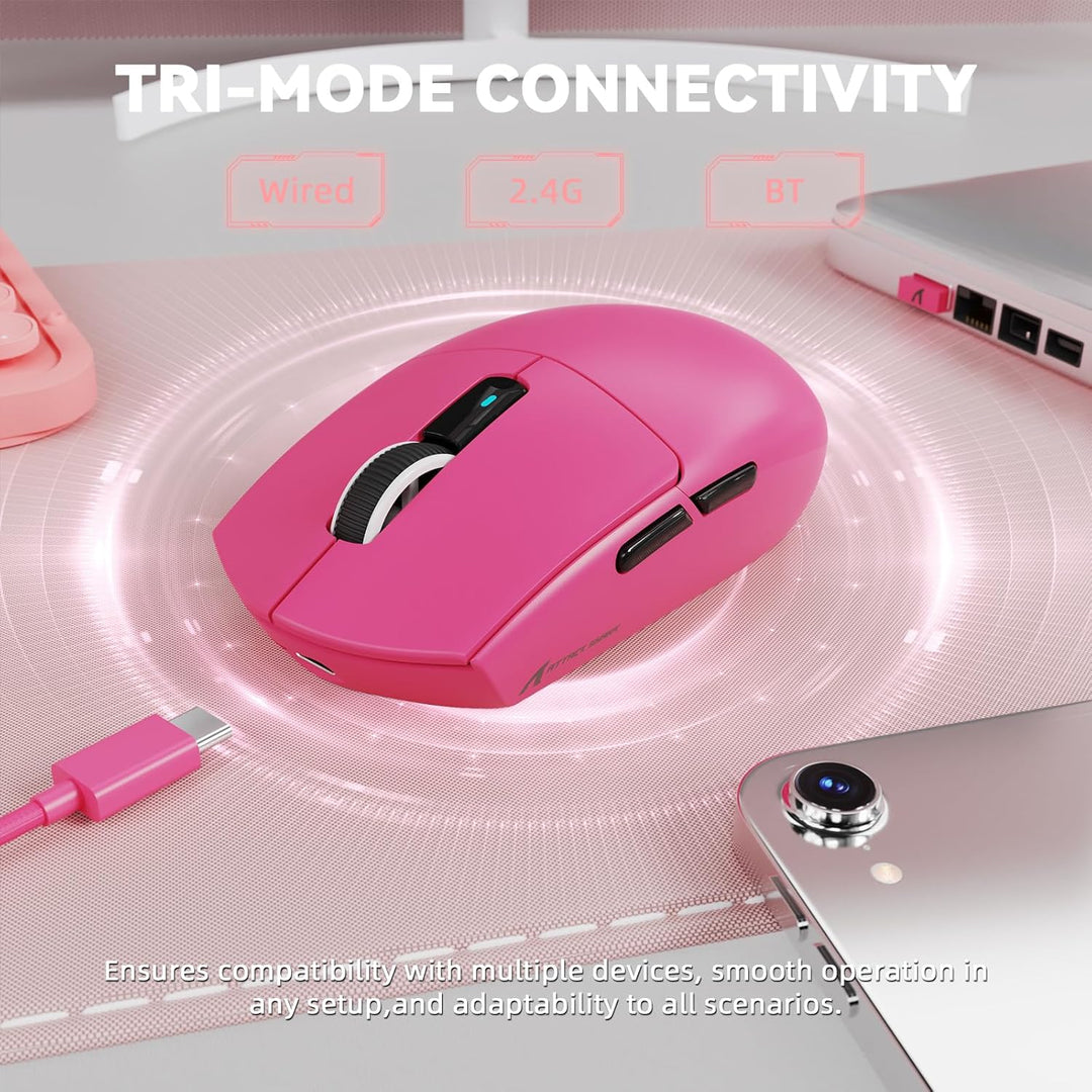 MAMBASNAKE x ATTACK SHARK G3PRO Gaming-Maus mit Magnetischer Ladestation, BT/2.4G Wireless/Kabel, Pi